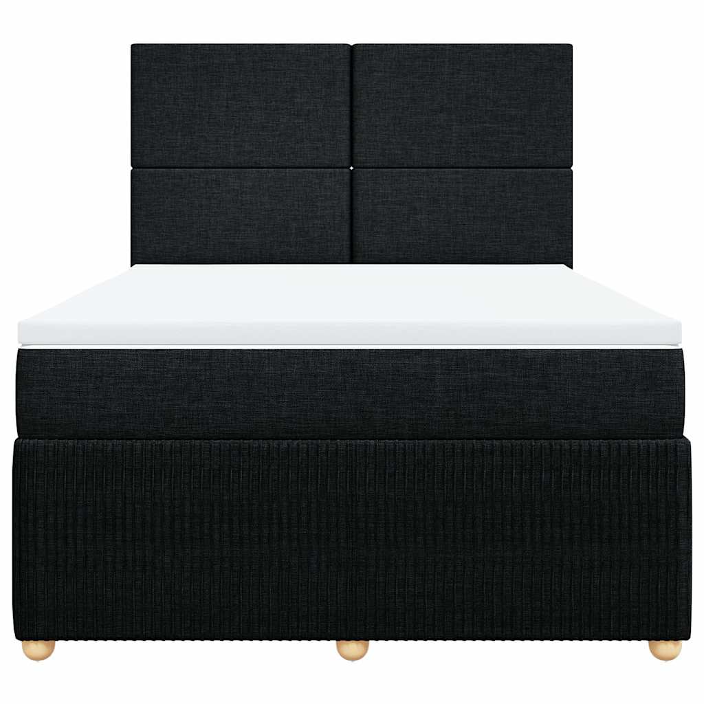 vidaXL Κρεβάτι Boxspring με Στρώμα Μαύρο 140x200 εκ. Υφασμάτινο