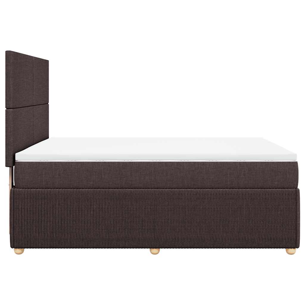vidaXL Κρεβάτι Boxspring με Στρώμα Σκούρο Καφέ 140x200 εκ Υφασμάτινο