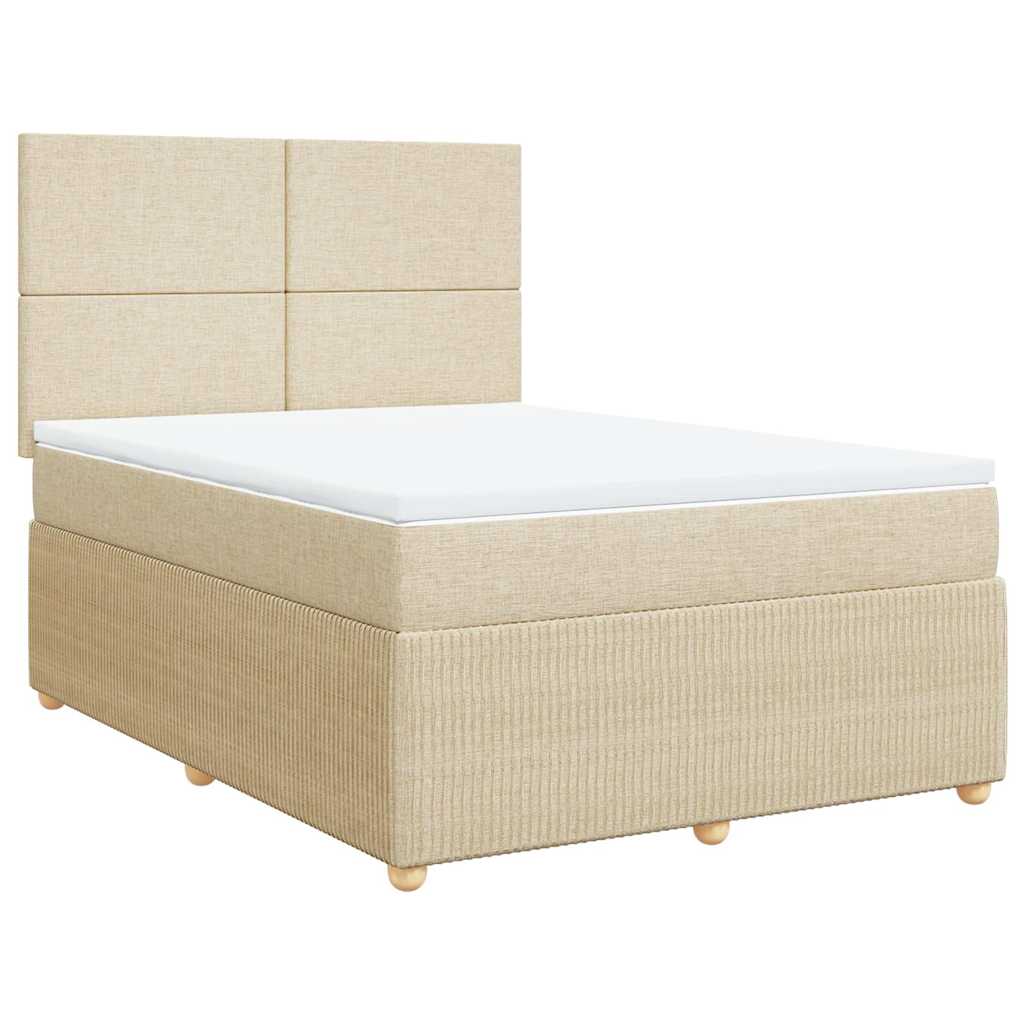 vidaXL Κρεβάτι Boxspring με Στρώμα Κρεμ 140x200 εκ. Υφασμάτινο