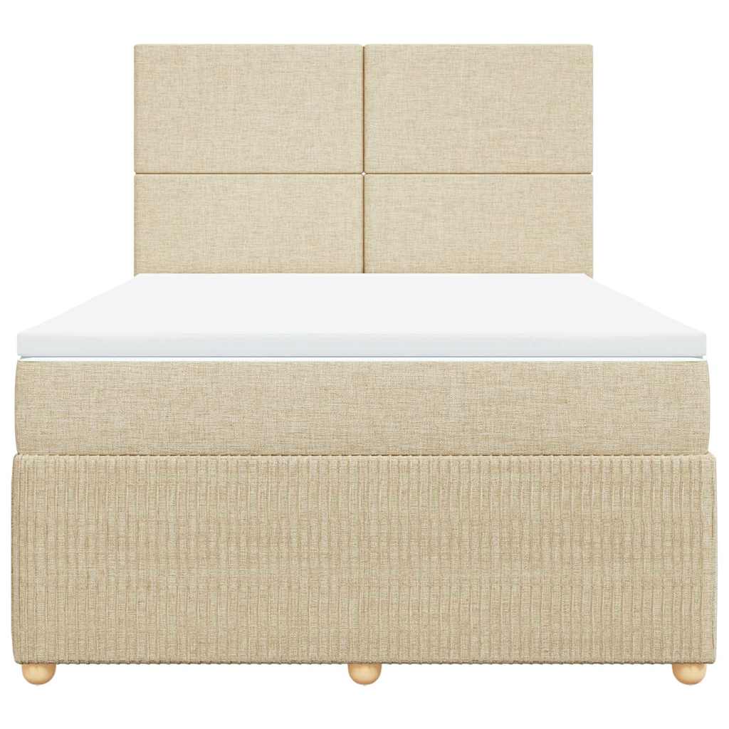 vidaXL Κρεβάτι Boxspring με Στρώμα Κρεμ 140x200 εκ. Υφασμάτινο