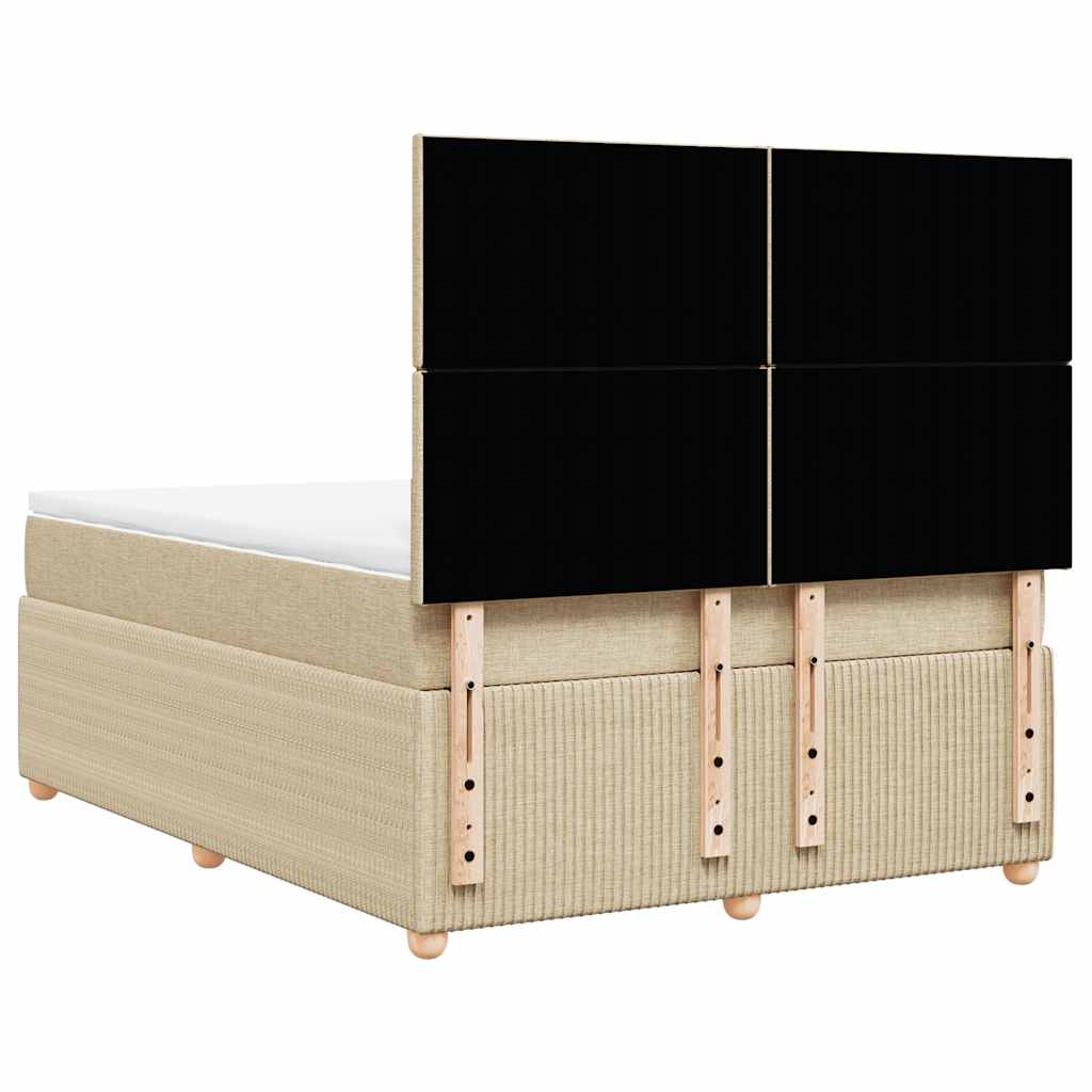 vidaXL Κρεβάτι Boxspring με Στρώμα Κρεμ 140x200 εκ. Υφασμάτινο