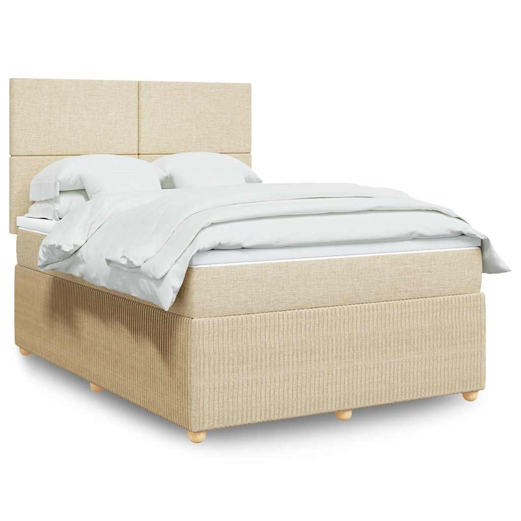 vidaXL Κρεβάτι Boxspring με Στρώμα Κρεμ 140x200 εκ. Υφασμάτινο
