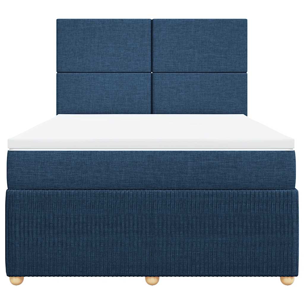 vidaXL Κρεβάτι Boxspring με Στρώμα Μπλε 140x200 εκ. Υφασμάτινο