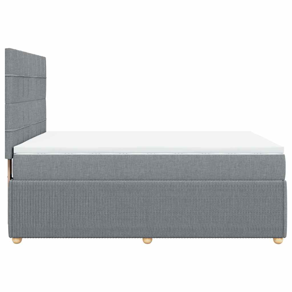 vidaXL Κρεβάτι Boxspring με Στρώμα Ανοιχτό Γκρι 140x200 εκ. Υφασμάτινο
