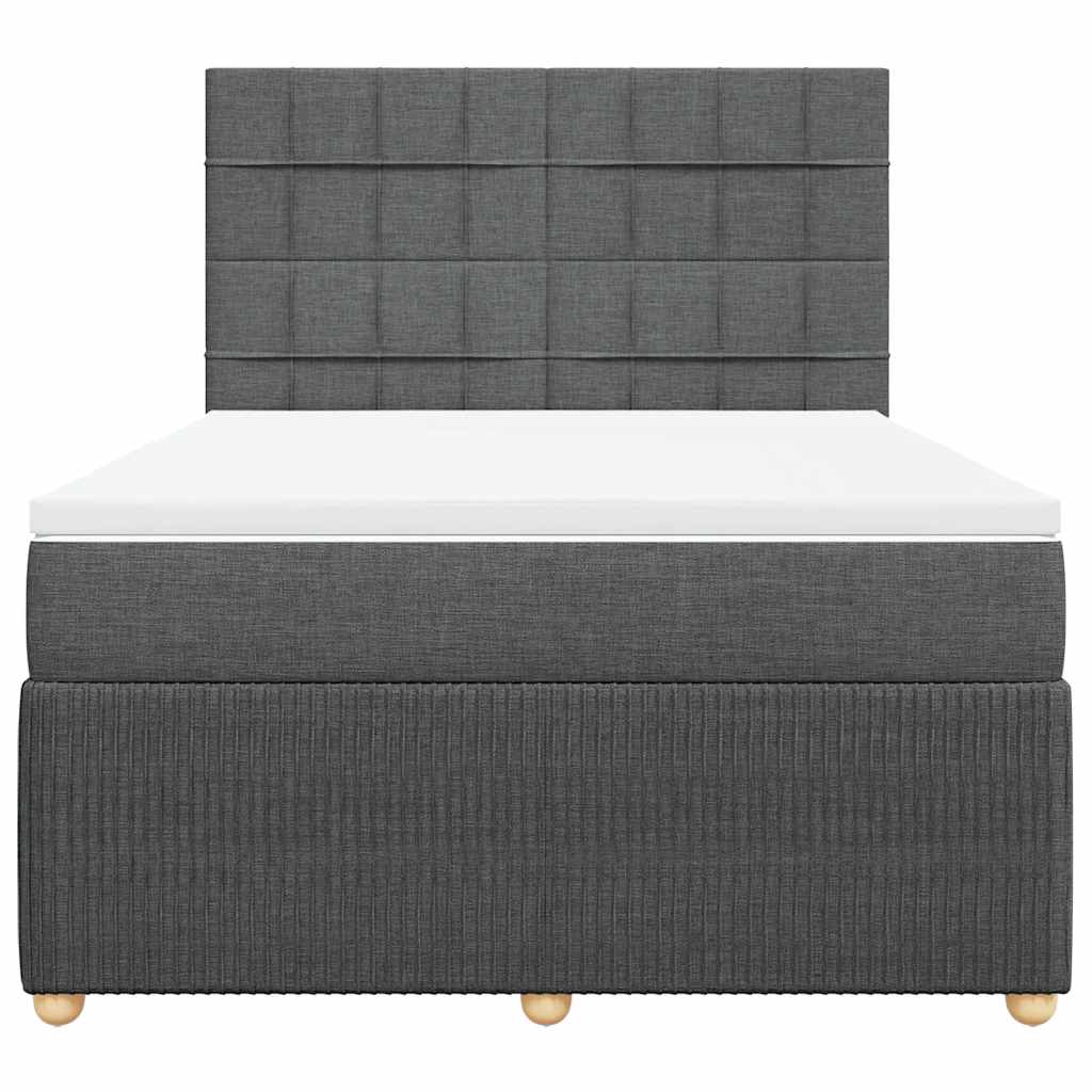 vidaXL Κρεβάτι Boxspring με Στρώμα Σκούρο Γκρι 140x200 εκ Υφασμάτινο