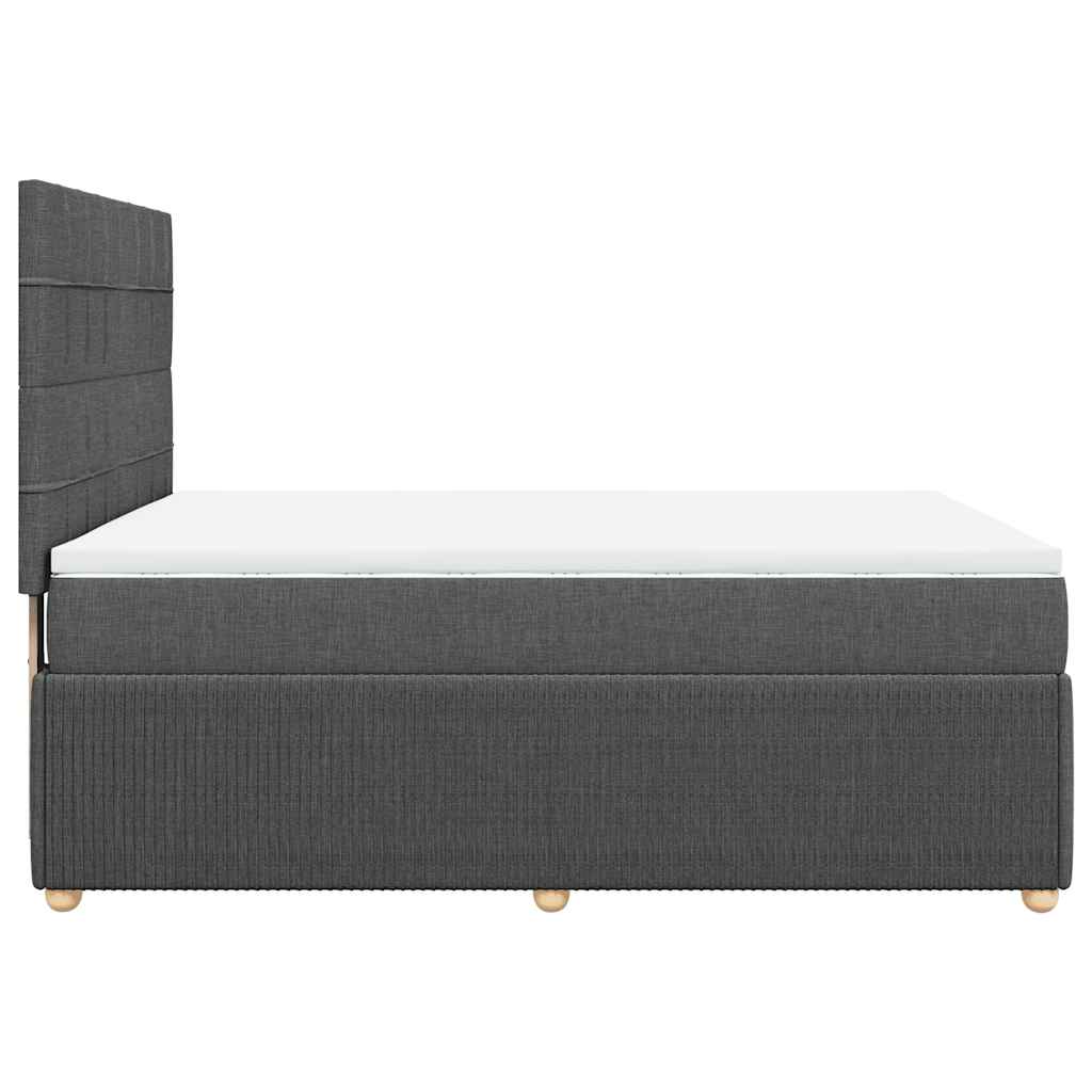 vidaXL Κρεβάτι Boxspring με Στρώμα Σκούρο Γκρι 140x200 εκ Υφασμάτινο