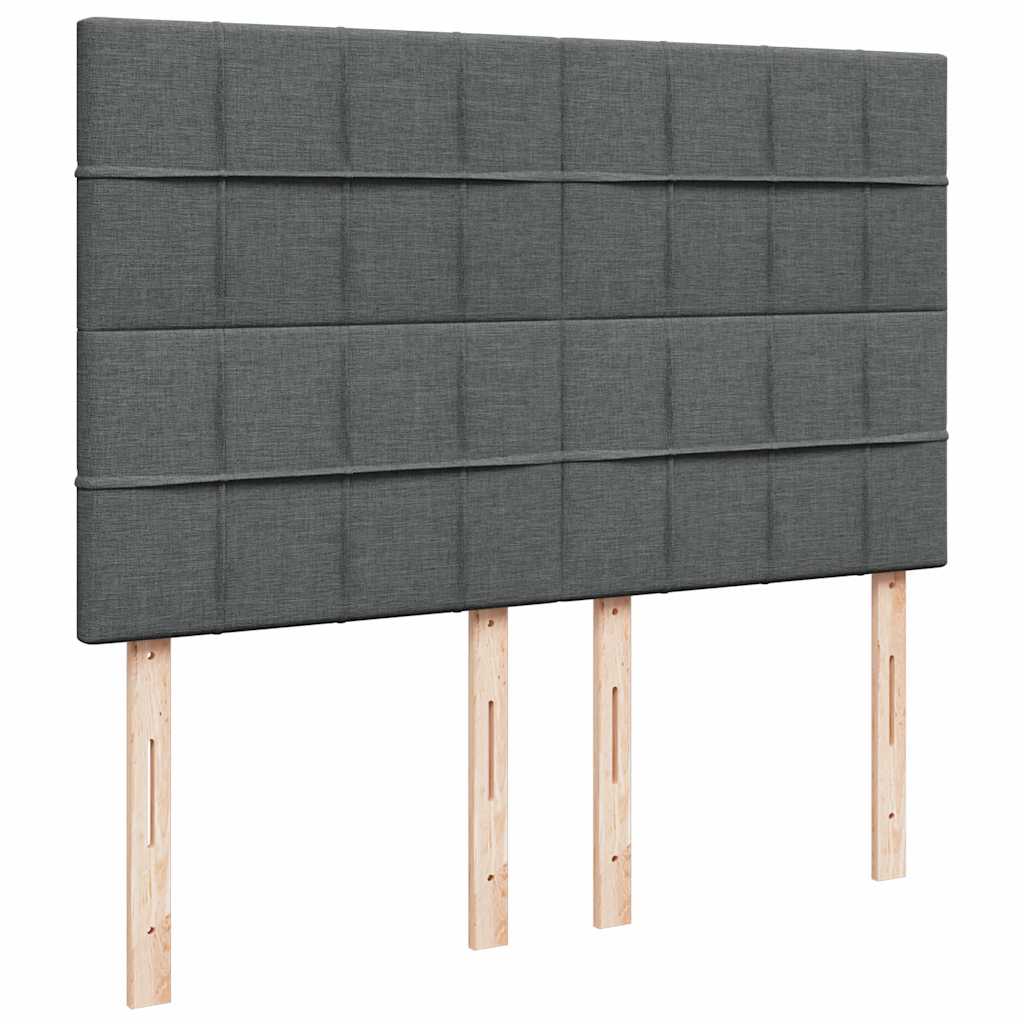 vidaXL Κρεβάτι Boxspring με Στρώμα Σκούρο Γκρι 140x200 εκ Υφασμάτινο