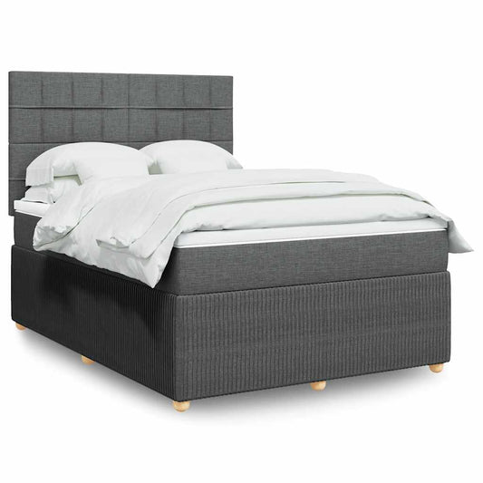 vidaXL Κρεβάτι Boxspring με Στρώμα Σκούρο Γκρι 140x200 εκ Υφασμάτινο