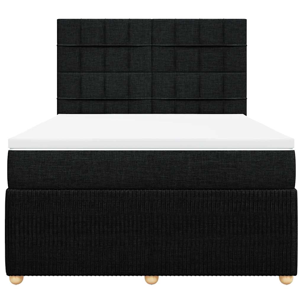 vidaXL Κρεβάτι Boxspring με Στρώμα Μαύρο 140x200 εκ. Υφασμάτινο
