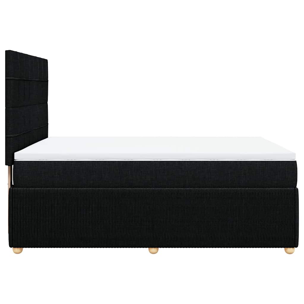 vidaXL Κρεβάτι Boxspring με Στρώμα Μαύρο 140x200 εκ. Υφασμάτινο