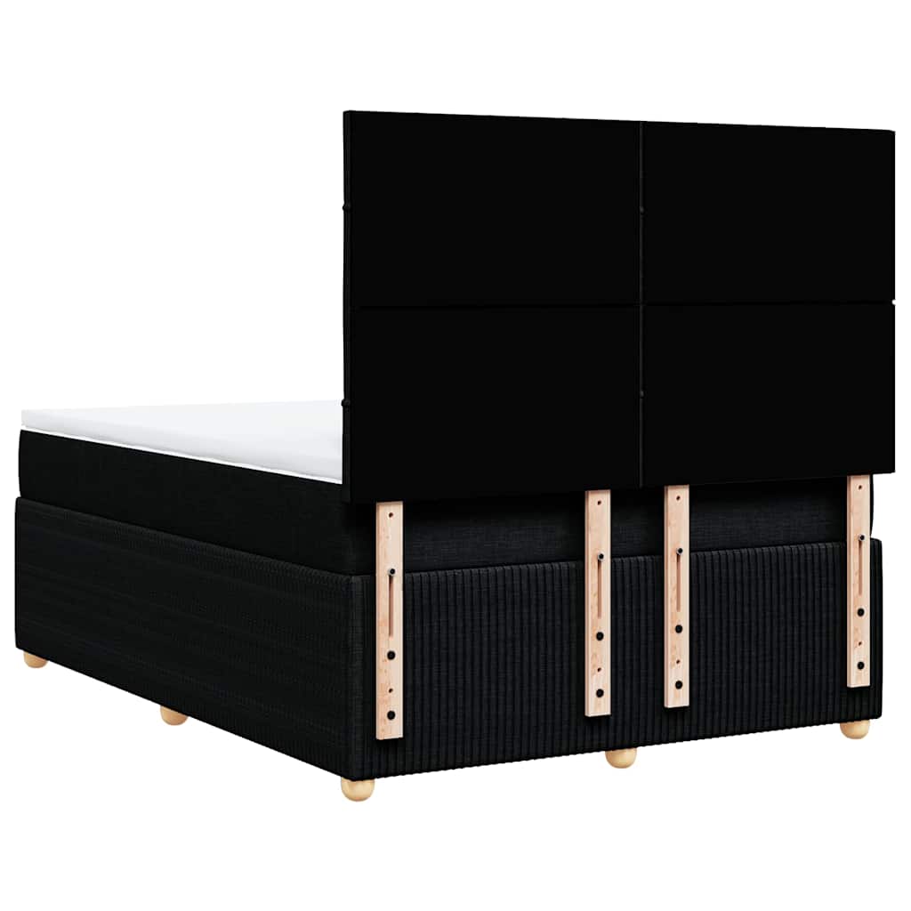 vidaXL Κρεβάτι Boxspring με Στρώμα Μαύρο 140x200 εκ. Υφασμάτινο