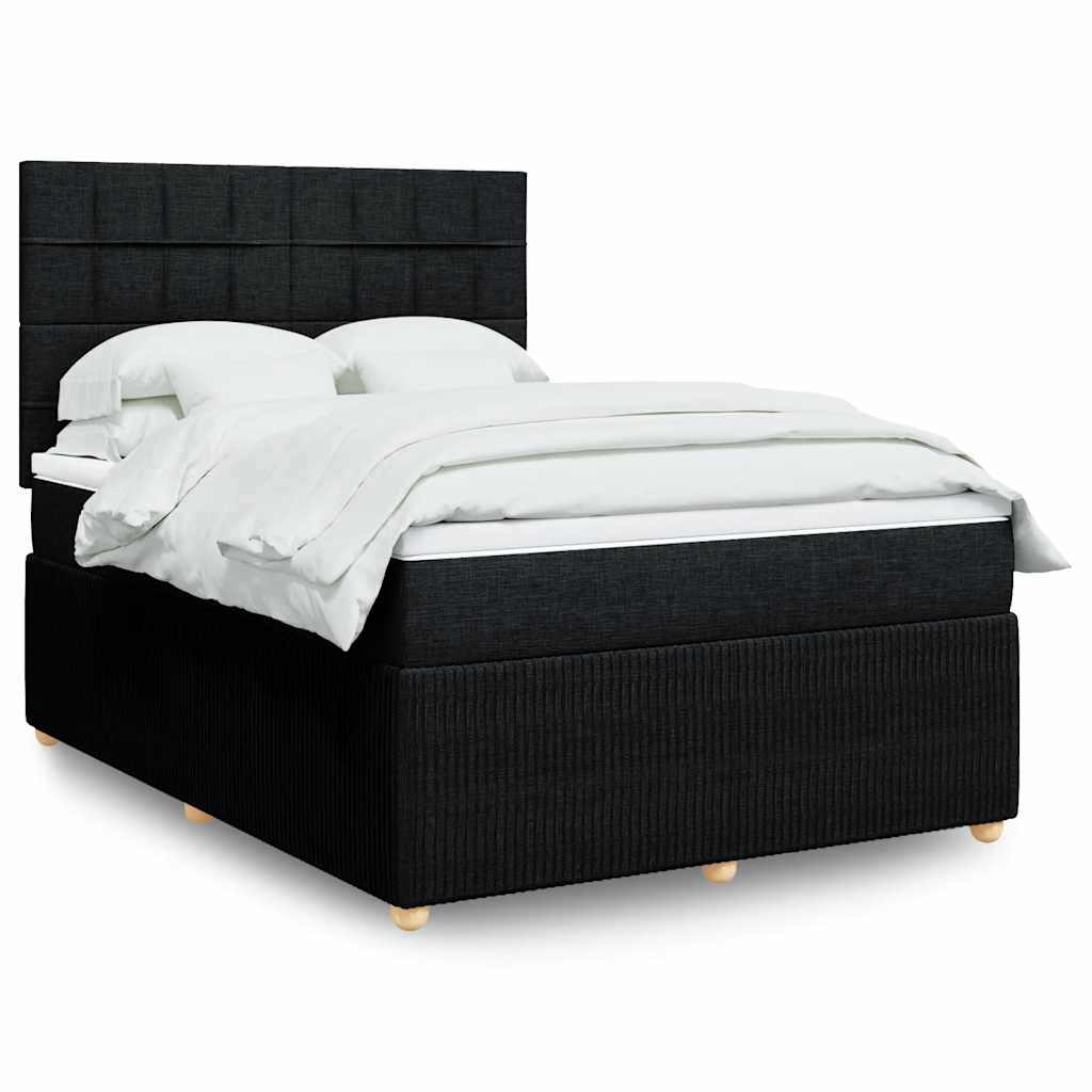 vidaXL Κρεβάτι Boxspring με Στρώμα Μαύρο 140x200 εκ. Υφασμάτινο