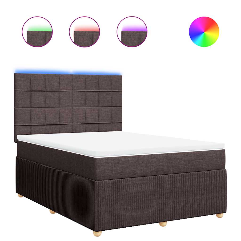 vidaXL Κρεβάτι Boxspring με Στρώμα Σκούρο Καφέ 140x200 εκ Υφασμάτινο