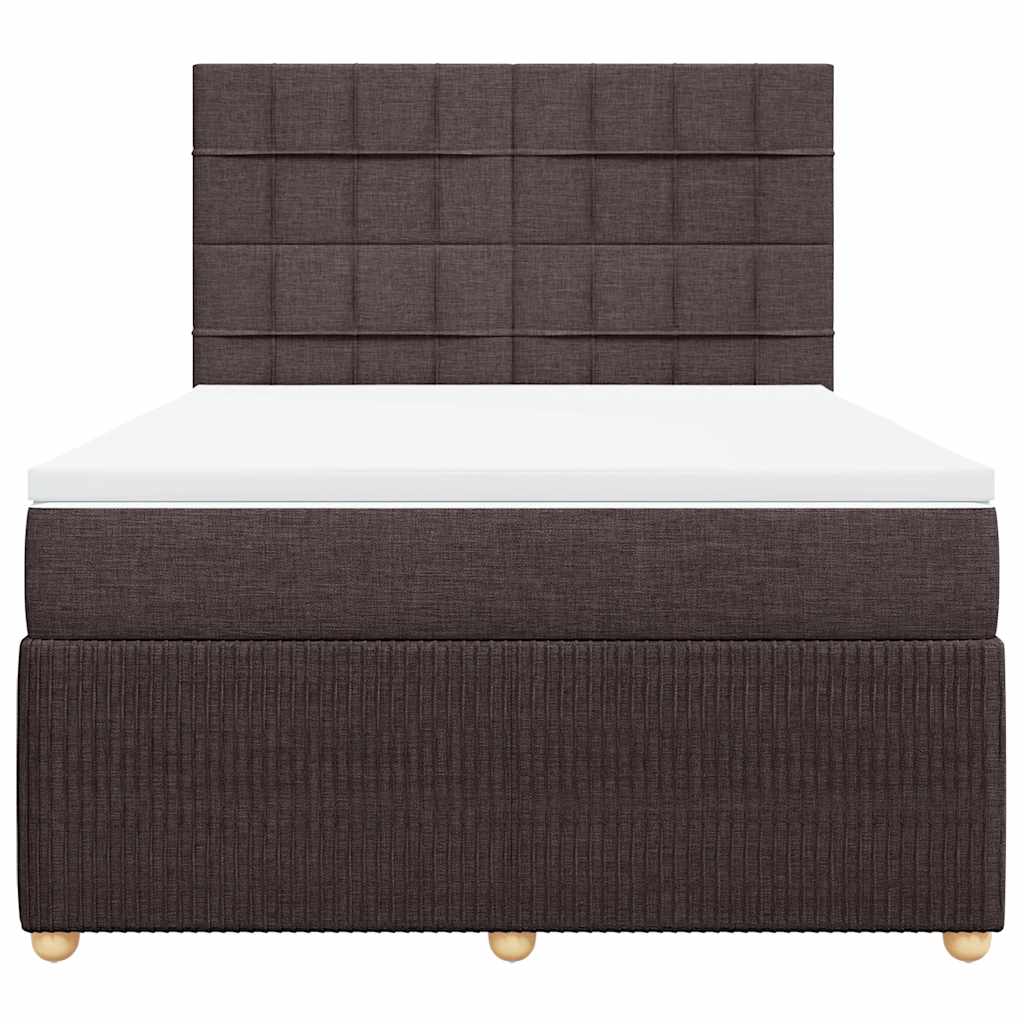 vidaXL Κρεβάτι Boxspring με Στρώμα Σκούρο Καφέ 140x200 εκ Υφασμάτινο