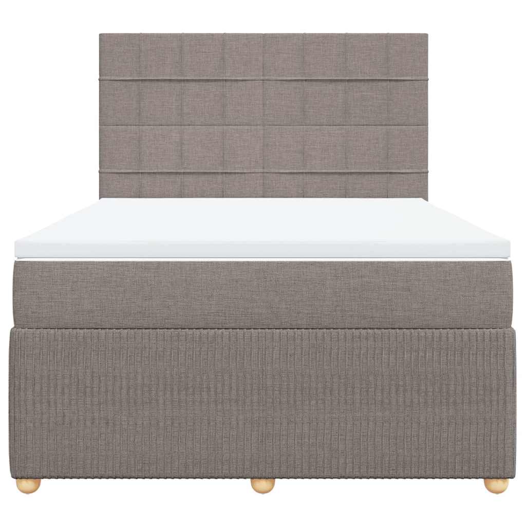 vidaXL Κρεβάτι Boxspring με Στρώμα Taupe 140x200 εκ. Υφασμάτινο