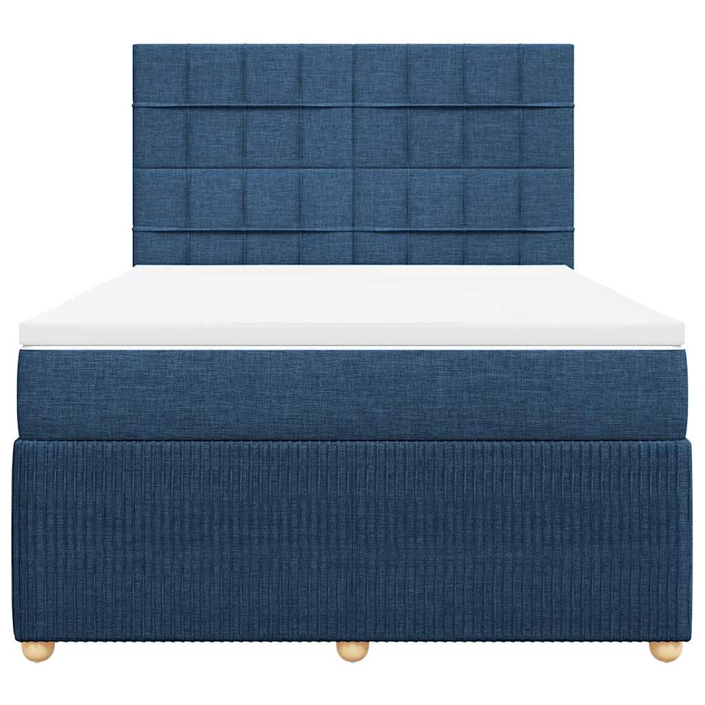 vidaXL Κρεβάτι Boxspring με Στρώμα Μπλε 140x200 εκ. Υφασμάτινο