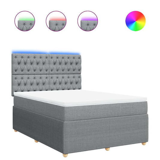 vidaXL Κρεβάτι Boxspring με Στρώμα Ανοιχτό Γκρι 140x200 εκ. Υφασμάτινο