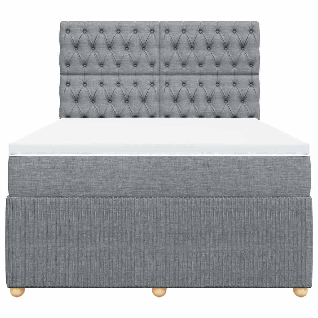 vidaXL Κρεβάτι Boxspring με Στρώμα Ανοιχτό Γκρι 140x200 εκ. Υφασμάτινο