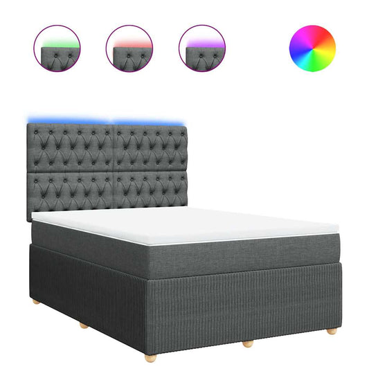 vidaXL Κρεβάτι Boxspring με Στρώμα Σκούρο Γκρι 140x200 εκ Υφασμάτινο