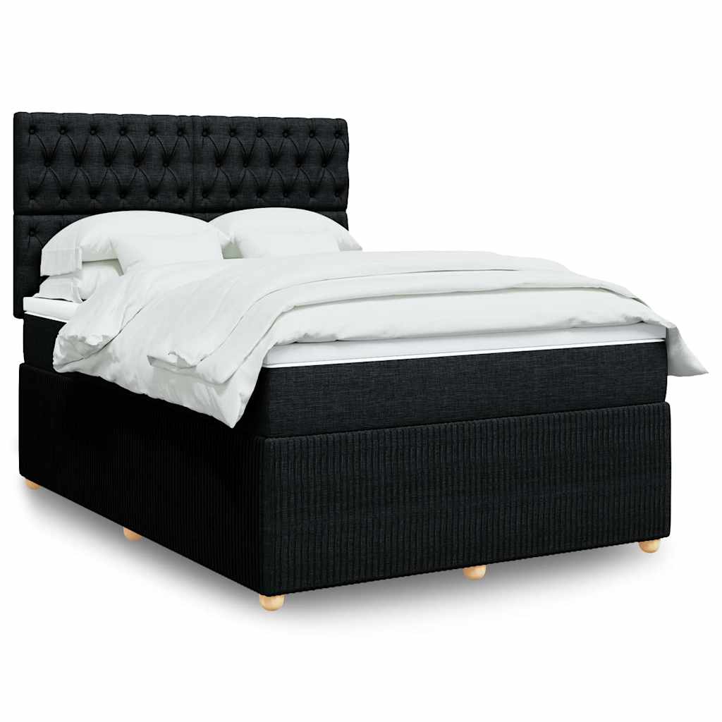 vidaXL Κρεβάτι Boxspring με Στρώμα Μαύρο 140x200 εκ. Υφασμάτινο