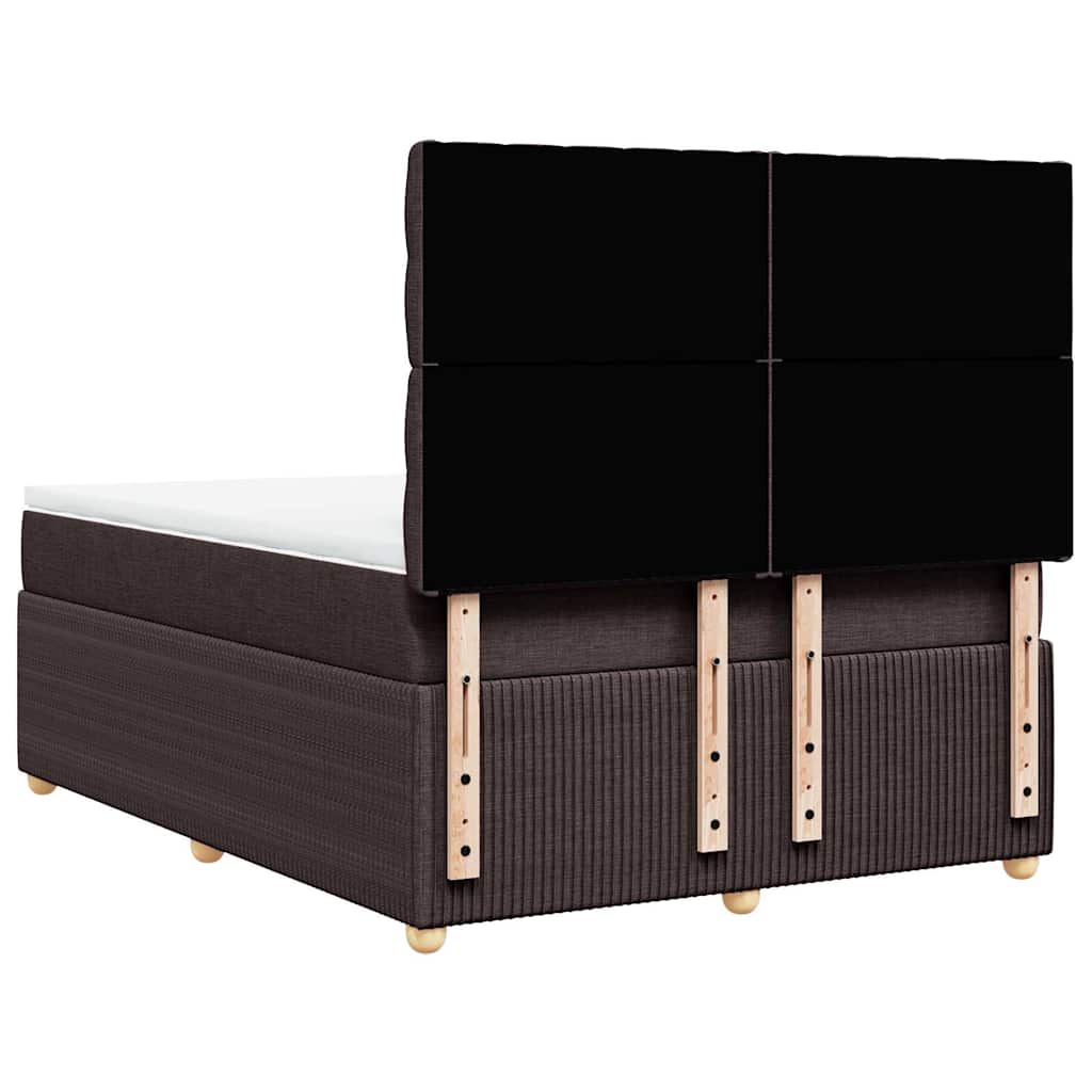 vidaXL Κρεβάτι Boxspring με Στρώμα Σκούρο Καφέ 140x200 εκ Υφασμάτινο