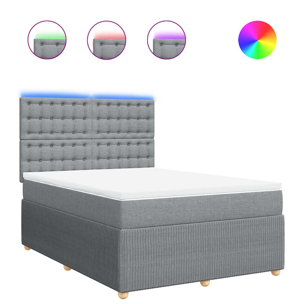 vidaXL Κρεβάτι Boxspring με Στρώμα Ανοιχτό Γκρι 140x200 εκ. Υφασμάτινο