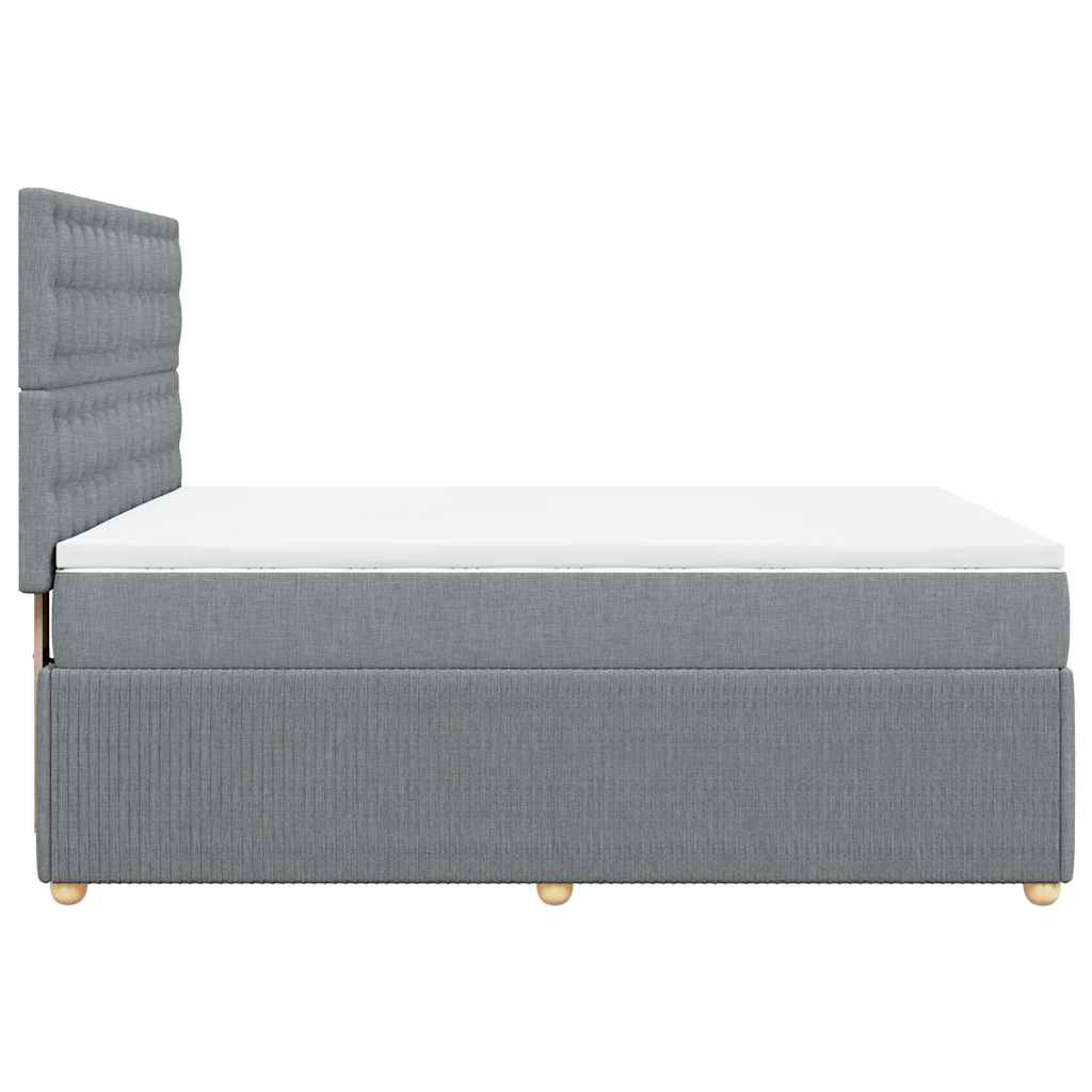 vidaXL Κρεβάτι Boxspring με Στρώμα Ανοιχτό Γκρι 140x200 εκ. Υφασμάτινο