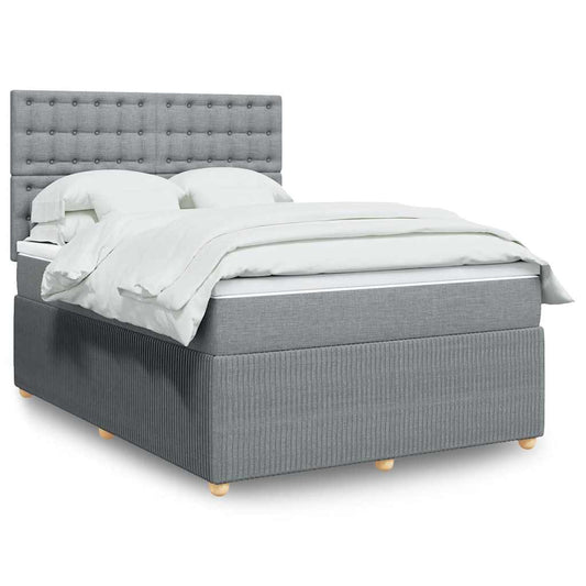 vidaXL Κρεβάτι Boxspring με Στρώμα Ανοιχτό Γκρι 140x200 εκ. Υφασμάτινο