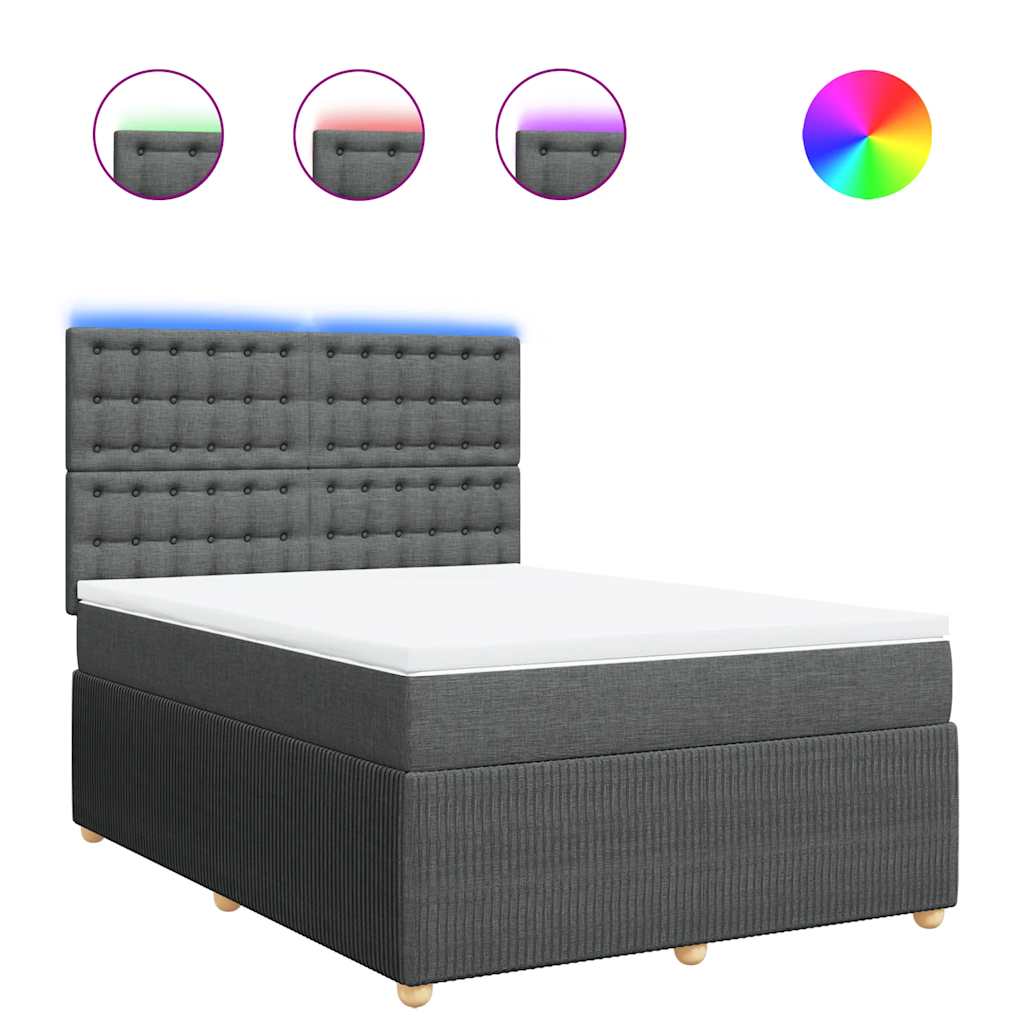 vidaXL Κρεβάτι Boxspring με Στρώμα Σκούρο Γκρι 140x200 εκ Υφασμάτινο