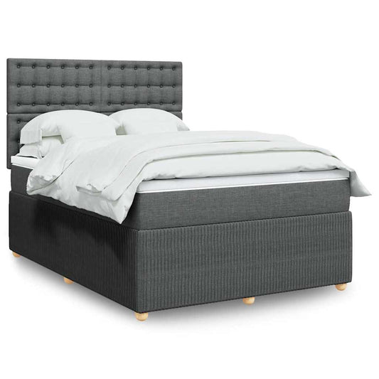 vidaXL Κρεβάτι Boxspring με Στρώμα Σκούρο Γκρι 140x200 εκ Υφασμάτινο