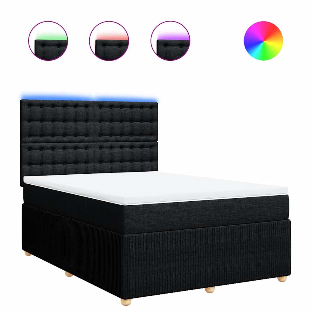 vidaXL Κρεβάτι Boxspring με Στρώμα Μαύρο 140x200 εκ. Υφασμάτινο
