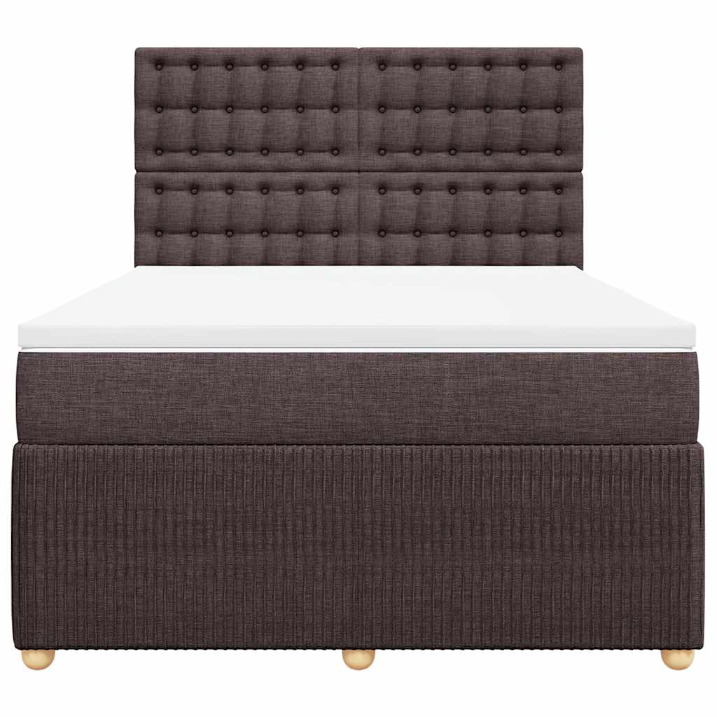 vidaXL Κρεβάτι Boxspring με Στρώμα Σκούρο Καφέ 140x200 εκ Υφασμάτινο