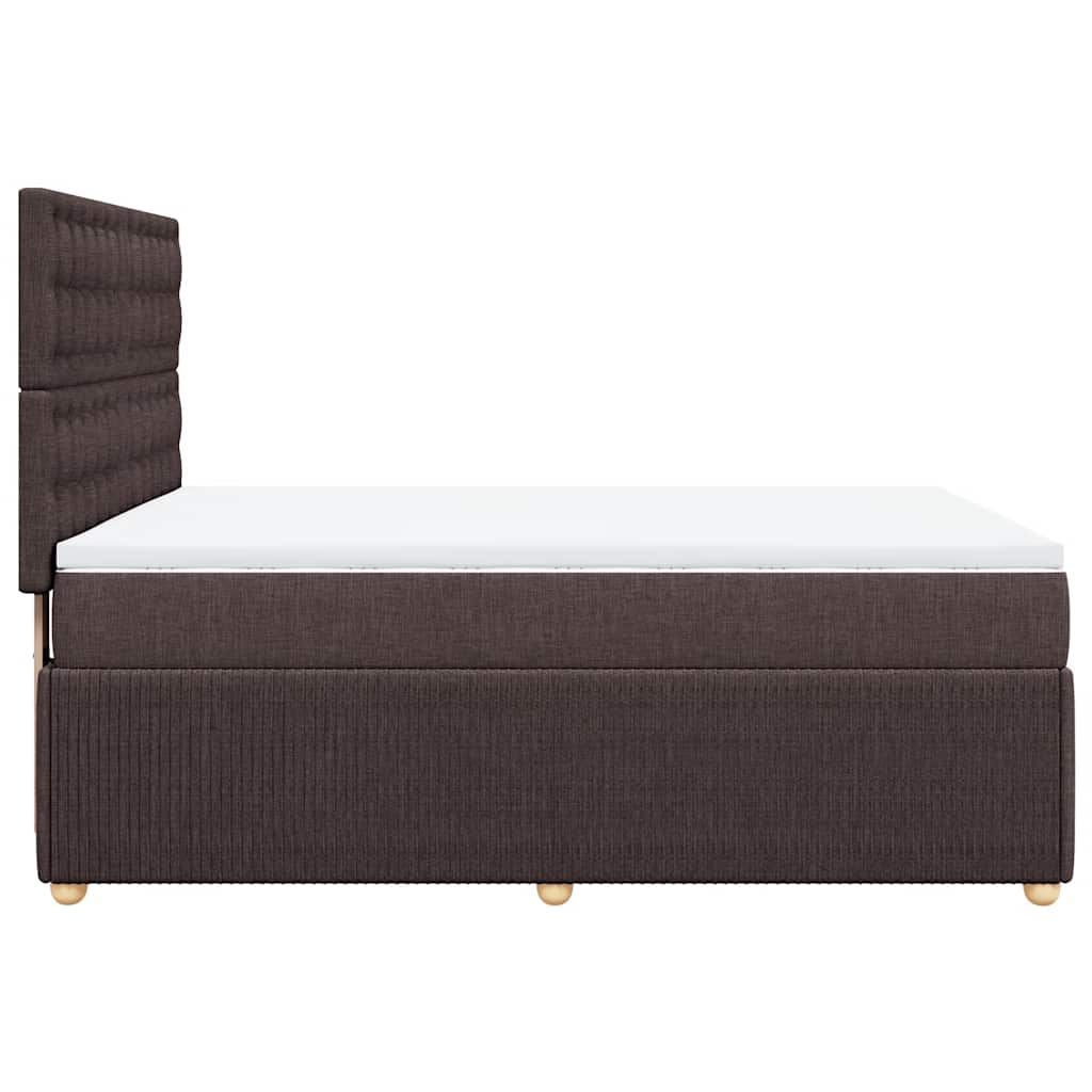 vidaXL Κρεβάτι Boxspring με Στρώμα Σκούρο Καφέ 140x200 εκ Υφασμάτινο