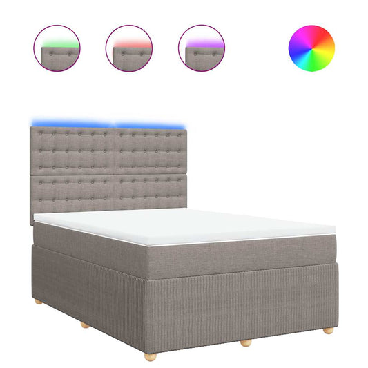 vidaXL Κρεβάτι Boxspring με Στρώμα Taupe 140x200 εκ. Υφασμάτινο