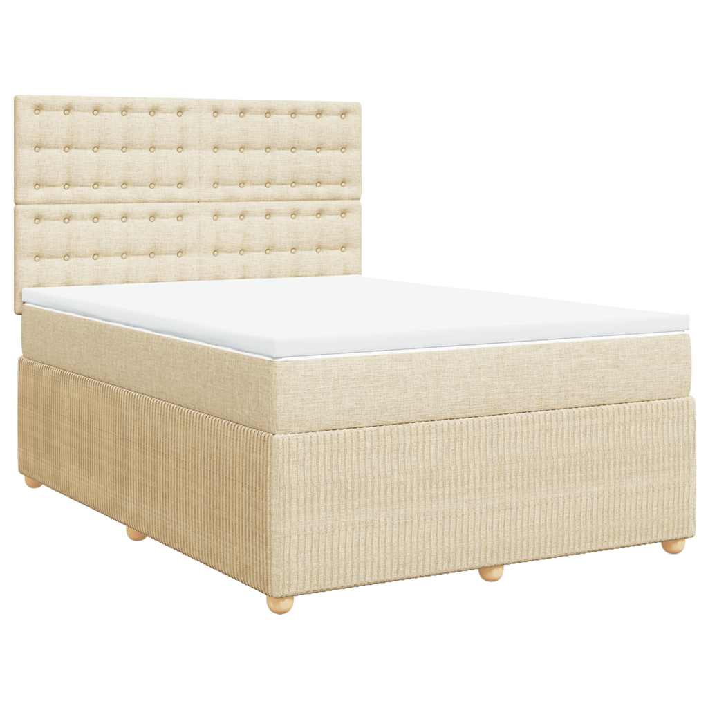 vidaXL Κρεβάτι Boxspring με Στρώμα Κρεμ 140x200 εκ. Υφασμάτινο