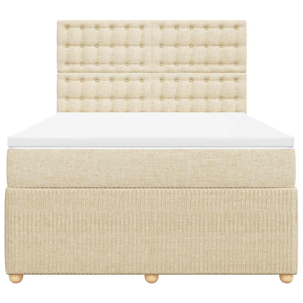 vidaXL Κρεβάτι Boxspring με Στρώμα Κρεμ 140x200 εκ. Υφασμάτινο