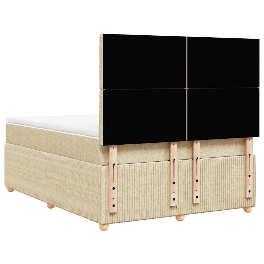 vidaXL Κρεβάτι Boxspring με Στρώμα Κρεμ 140x200 εκ. Υφασμάτινο