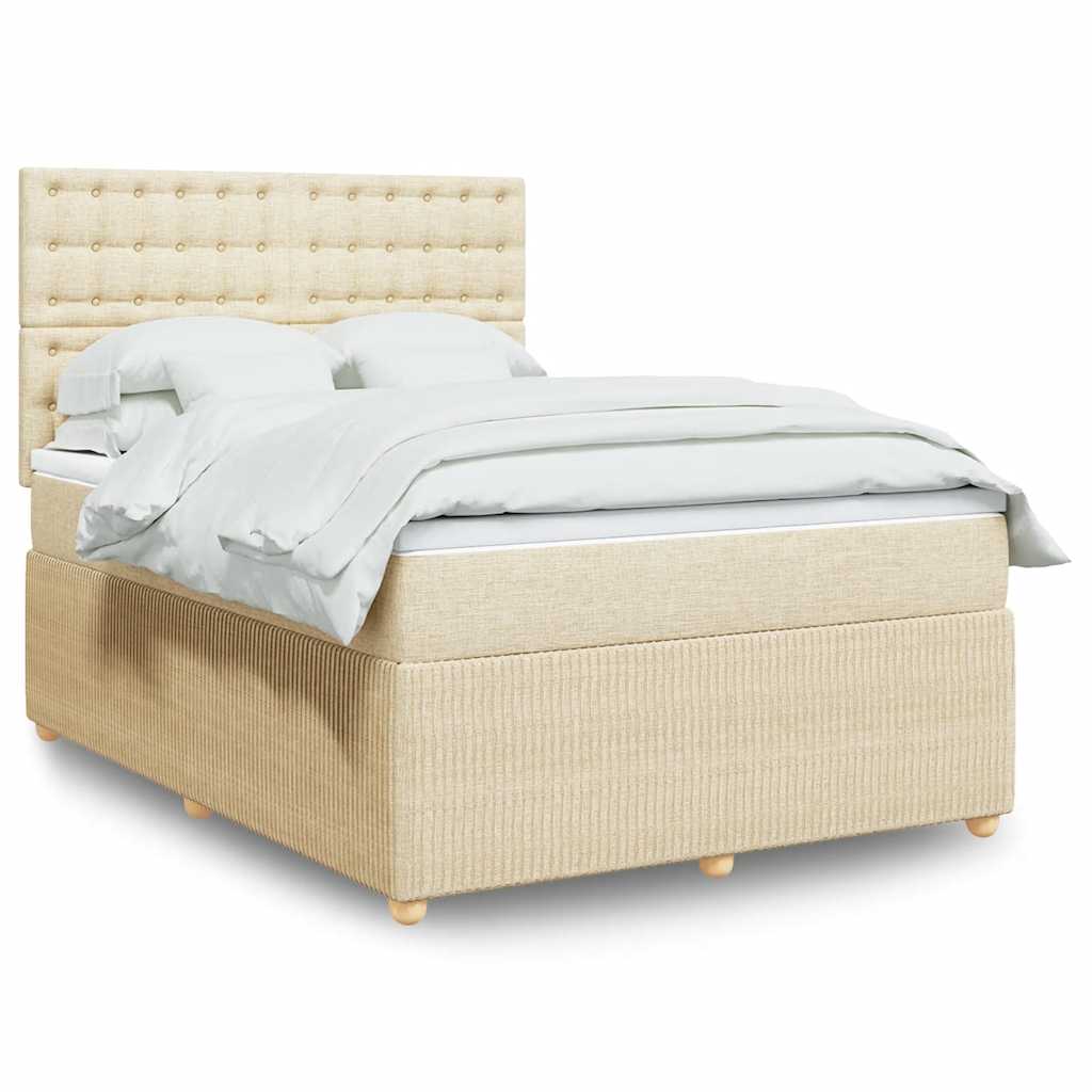 vidaXL Κρεβάτι Boxspring με Στρώμα Κρεμ 140x200 εκ. Υφασμάτινο