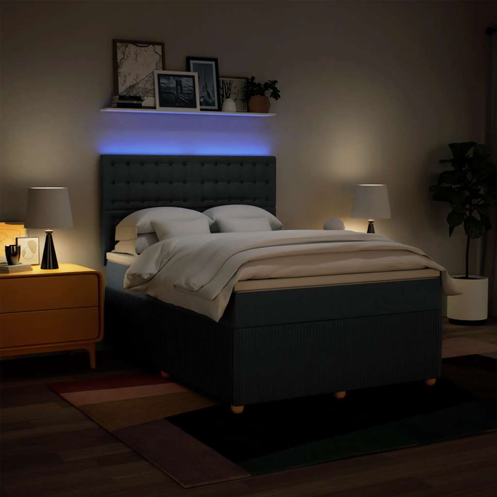 vidaXL Κρεβάτι Boxspring με Στρώμα Μπλε 140x200 εκ. Υφασμάτινο