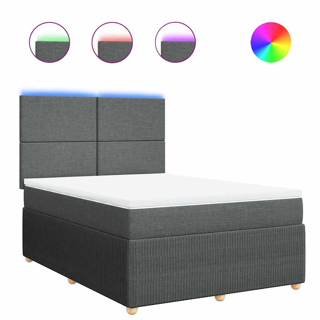 vidaXL Κρεβάτι Boxspring με Στρώμα Σκούρο Γκρι 160x200 εκ Υφασμάτινο