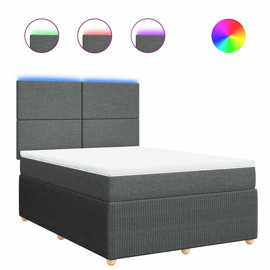 vidaXL Κρεβάτι Boxspring με Στρώμα Σκούρο Γκρι 160x200 εκ Υφασμάτινο
