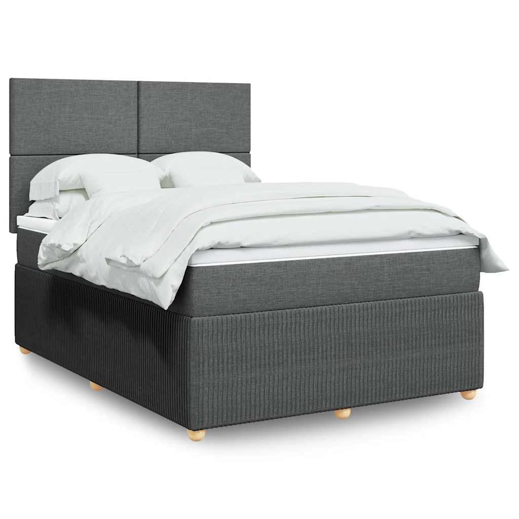 vidaXL Κρεβάτι Boxspring με Στρώμα Σκούρο Γκρι 160x200 εκ Υφασμάτινο