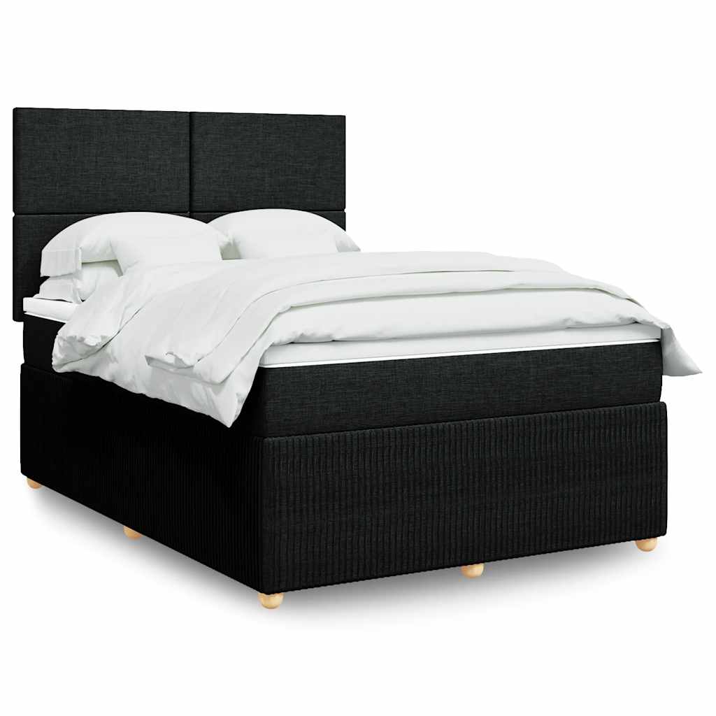 vidaXL Κρεβάτι Boxspring με Στρώμα Μαύρο 160x200 εκ. Υφασμάτινο