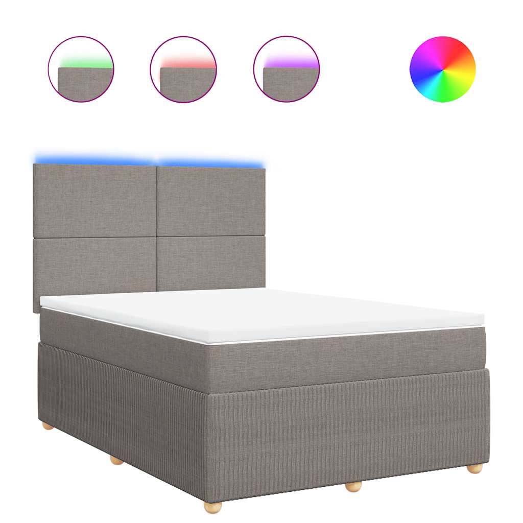 vidaXL Κρεβάτι Boxspring με Στρώμα Taupe 160x200 εκ. Υφασμάτινο