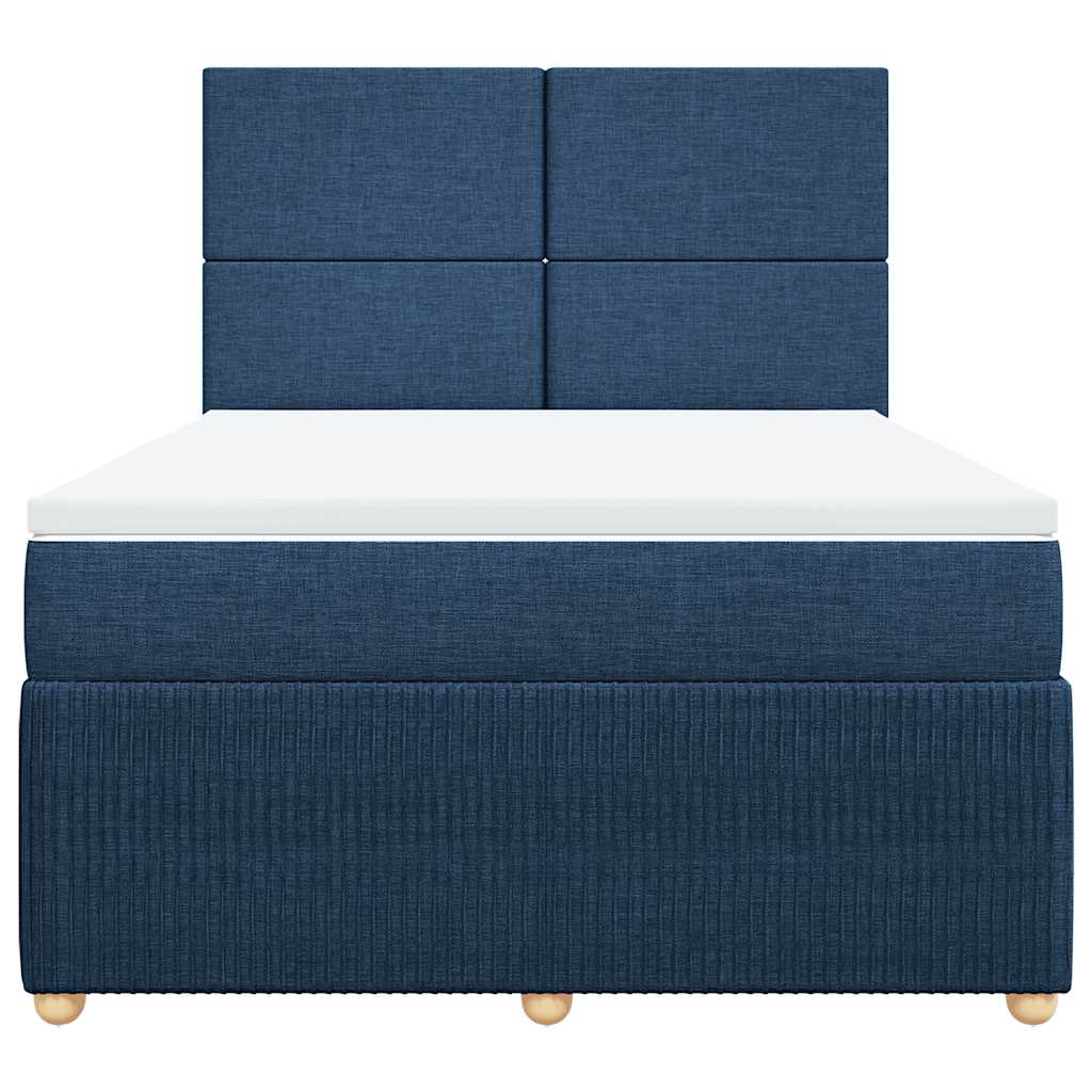 vidaXL Κρεβάτι Boxspring με Στρώμα Μπλε 160x200 εκ. Υφασμάτινο