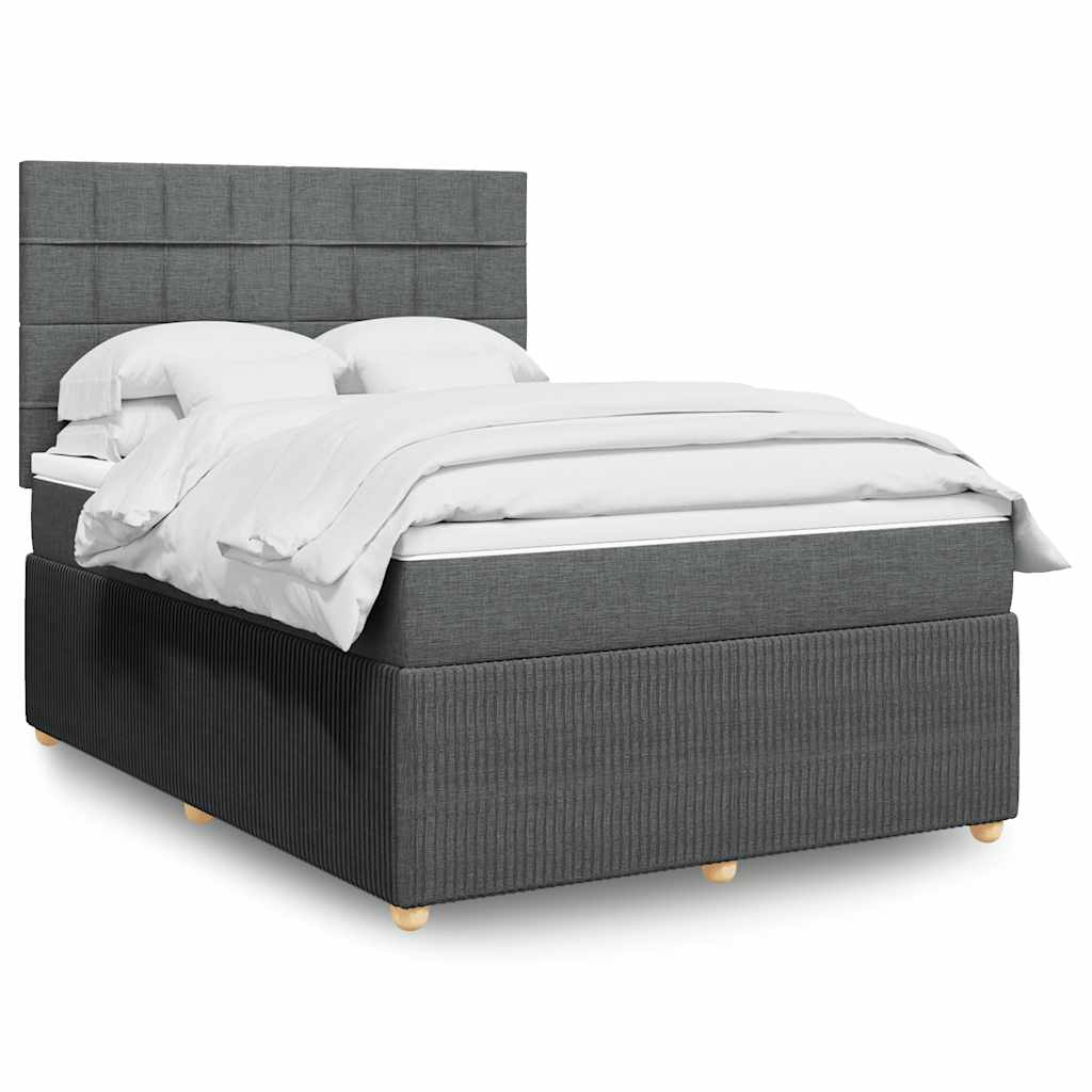 vidaXL Κρεβάτι Boxspring με Στρώμα Σκούρο Γκρι 160x200 εκ Υφασμάτινο