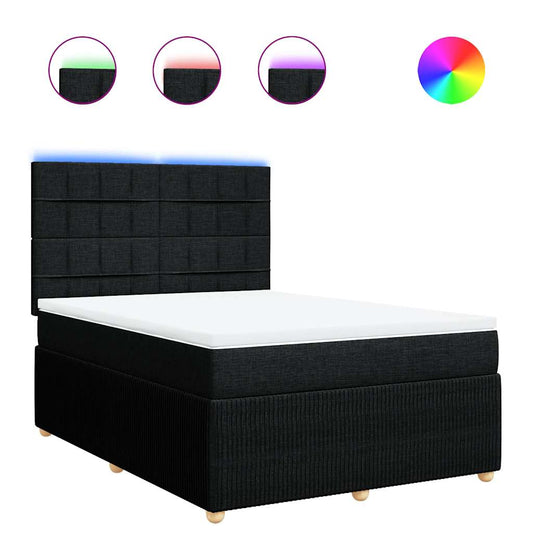 vidaXL Κρεβάτι Boxspring με Στρώμα Μαύρο 160x200 εκ. Υφασμάτινο