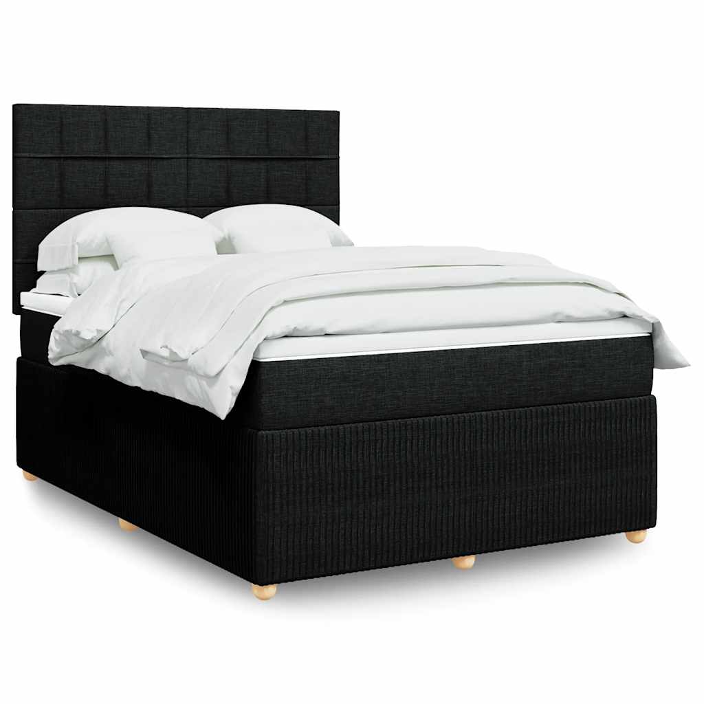 vidaXL Κρεβάτι Boxspring με Στρώμα Μαύρο 160x200 εκ. Υφασμάτινο