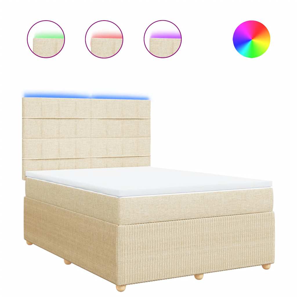 vidaXL Κρεβάτι Boxspring με Στρώμα Κρεμ 160x200 εκ. Υφασμάτινο