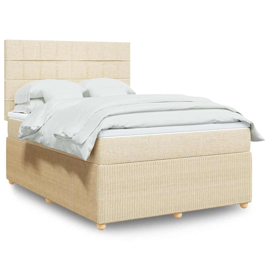 vidaXL Κρεβάτι Boxspring με Στρώμα Κρεμ 160x200 εκ. Υφασμάτινο